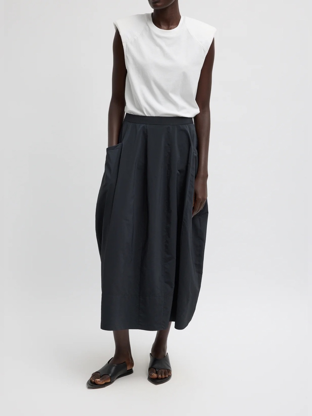 Tibi Nylon Lantern Skirt Black - size Regular 0